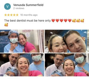 Google review with photographs of visitors and clinic staff